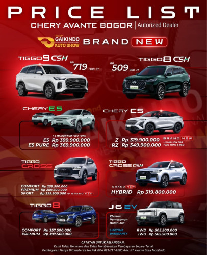Pricelist Harga Chery cikarangbarat 2025